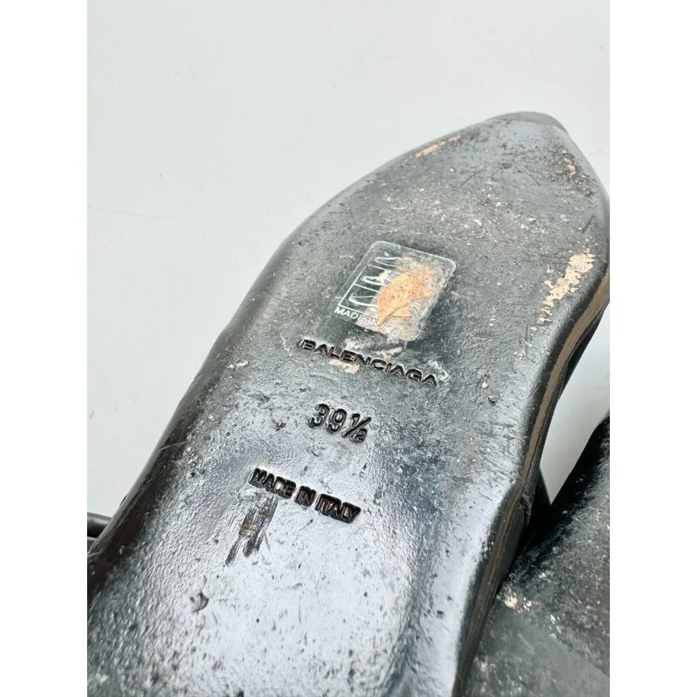 BALENCIAGA Astrogirl Black Leather TK Over The Knee Tall Wedge Boots, Size 39.5 - Picture 13 of 16